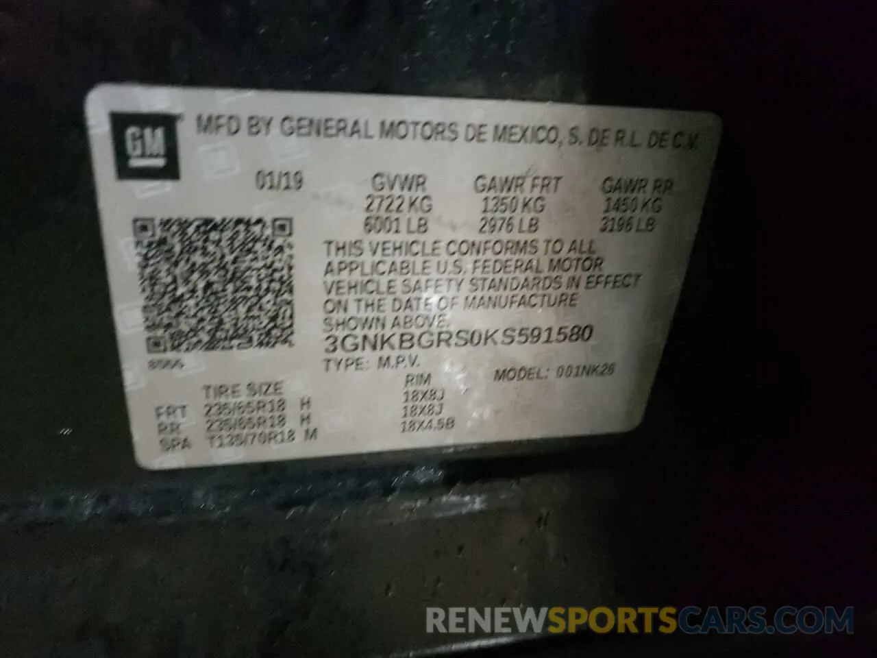 13 fotografías del automóvil dañado 3GNKBGRS0KS591580 CHEVROLET BLAZER 2019