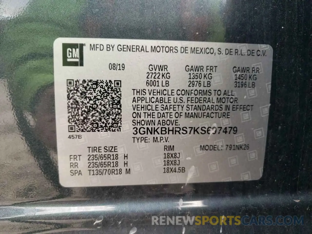 13 fotografías del automóvil dañado 3GNKBHRS7KS697479 CHEVROLET BLAZER 2019