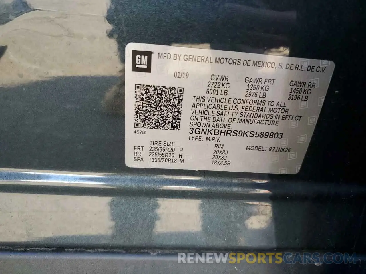 14 fotografías del automóvil dañado 3GNKBHRS9KS589803 CHEVROLET BLAZER 2019