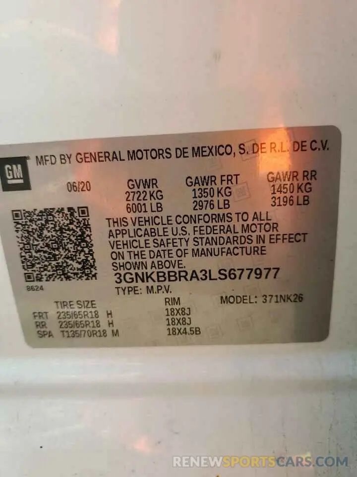 14 fotografías del automóvil dañado 3GNKBBRA3LS677977 CHEVROLET BLAZER 2020