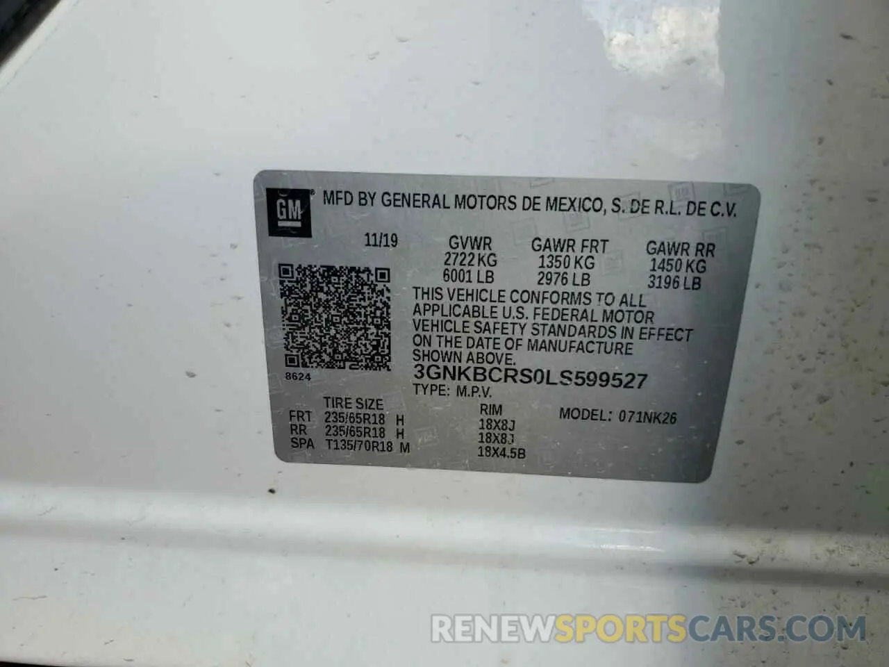 13 fotografías del automóvil dañado 3GNKBCRS0LS599527 CHEVROLET BLAZER 2020
