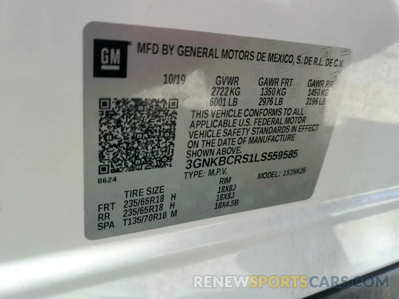 14 fotografías del automóvil dañado 3GNKBCRS1LS559585 CHEVROLET BLAZER 2020