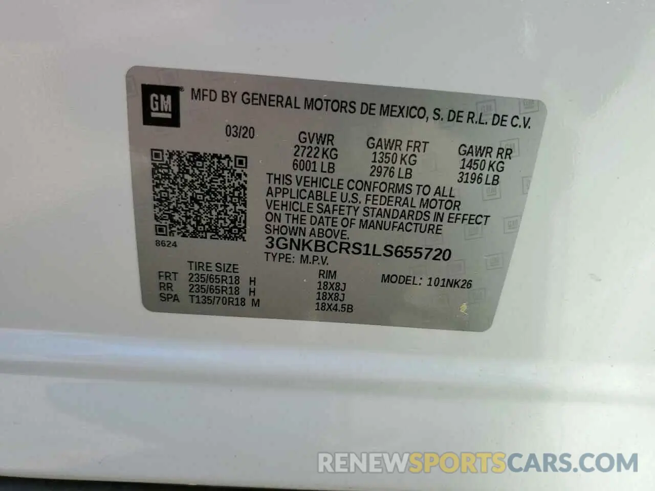 13 fotografías del automóvil dañado 3GNKBCRS1LS655720 CHEVROLET BLAZER 2020