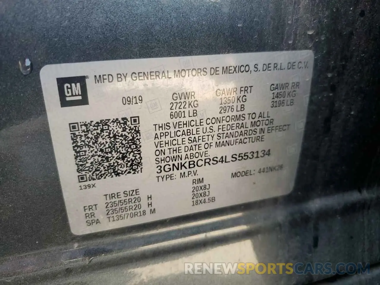 14 fotografías del automóvil dañado 3GNKBCRS4LS553134 CHEVROLET BLAZER 2020