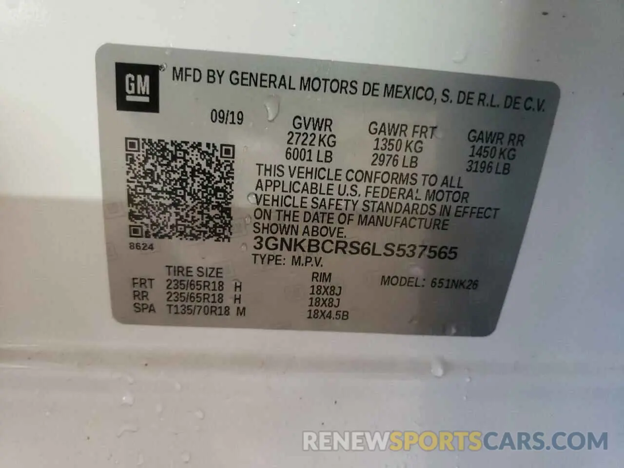 14 fotografías del automóvil dañado 3GNKBCRS6LS537565 CHEVROLET BLAZER 2020
