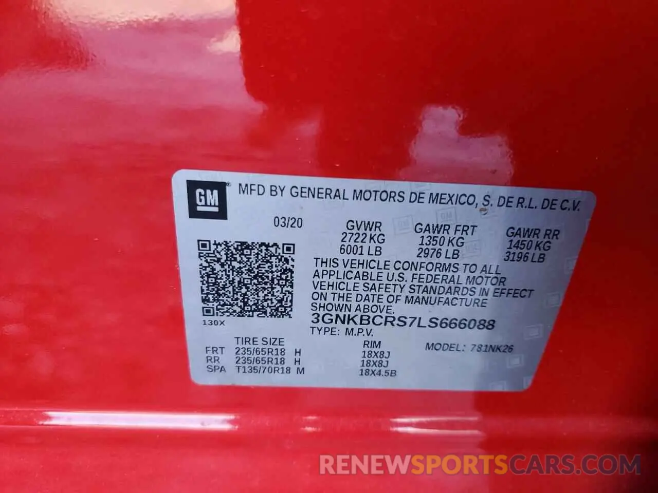 13 fotografías del automóvil dañado 3GNKBCRS7LS666088 CHEVROLET BLAZER 2020