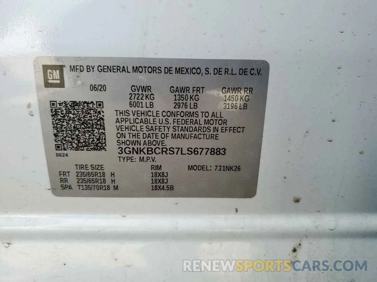 13 fotografías del automóvil dañado 3GNKBCRS7LS677883 CHEVROLET BLAZER 2020