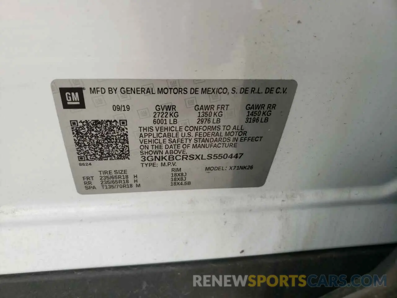 15 fotografías del automóvil dañado 3GNKBCRSXLS550447 CHEVROLET BLAZER 2020