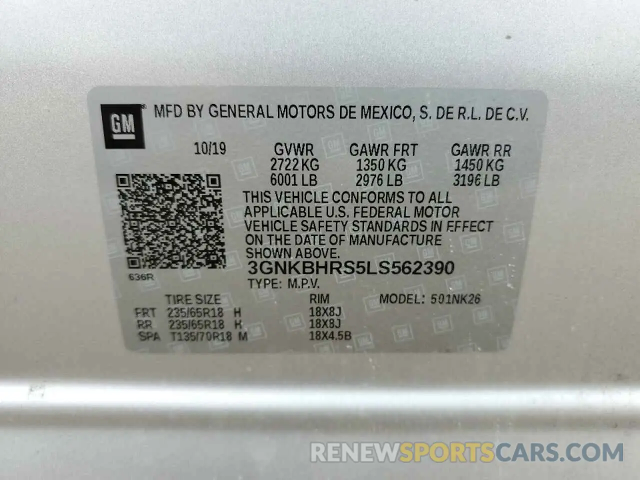 13 fotografías del automóvil dañado 3GNKBHRS5LS562390 CHEVROLET BLAZER 2020