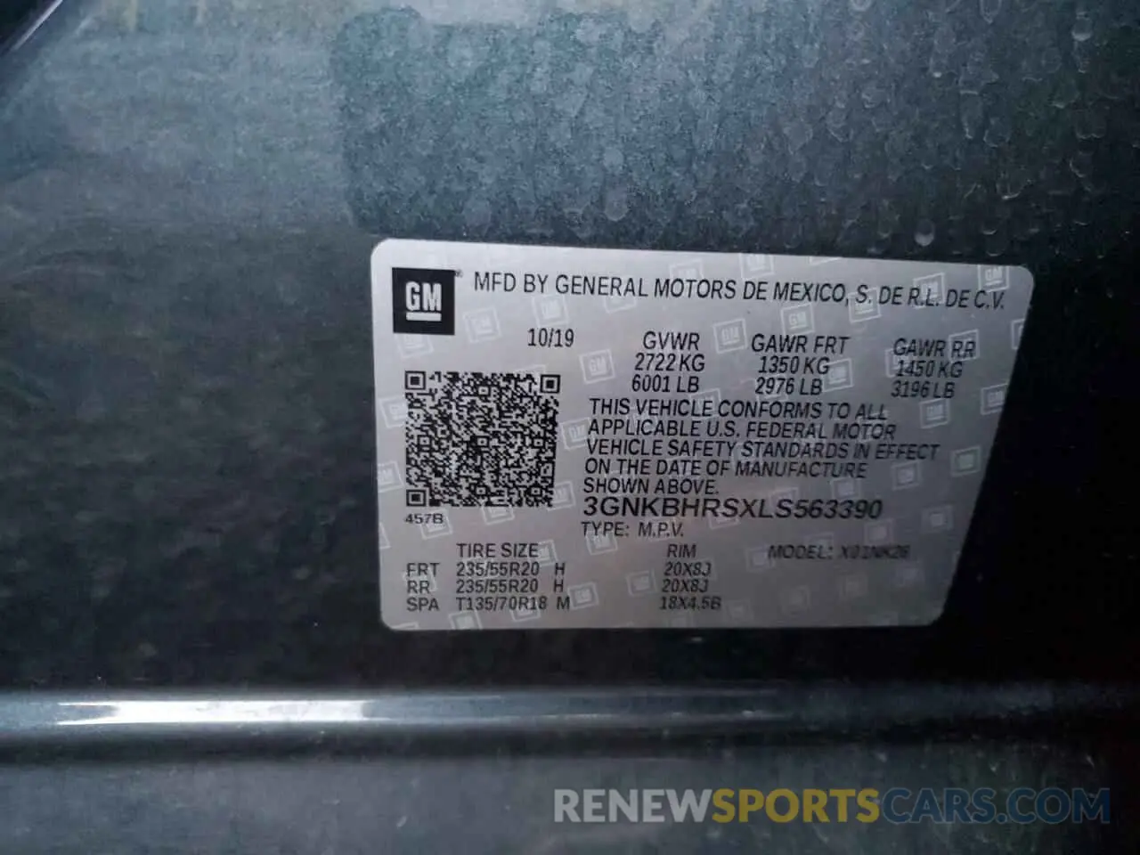 13 fotografías del automóvil dañado 3GNKBHRSXLS563390 CHEVROLET BLAZER 2020