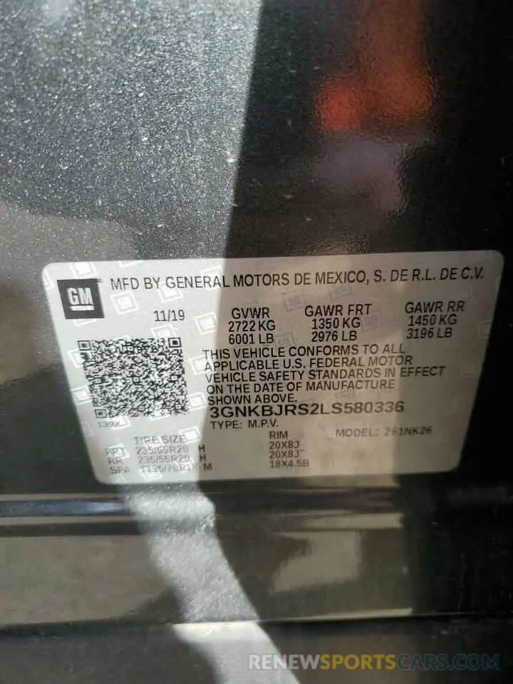 13 fotografías del automóvil dañado 3GNKBJRS2LS580336 CHEVROLET BLAZER 2020
