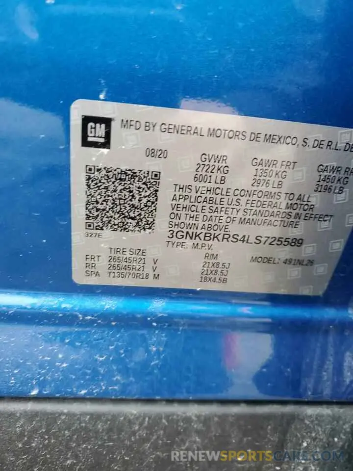 13 fotografías del automóvil dañado 3GNKBKRS4LS725589 CHEVROLET BLAZER 2020