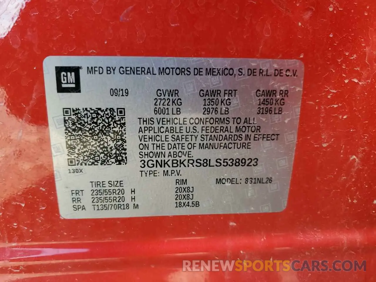 14 fotografías del automóvil dañado 3GNKBKRS8LS538923 CHEVROLET BLAZER 2020