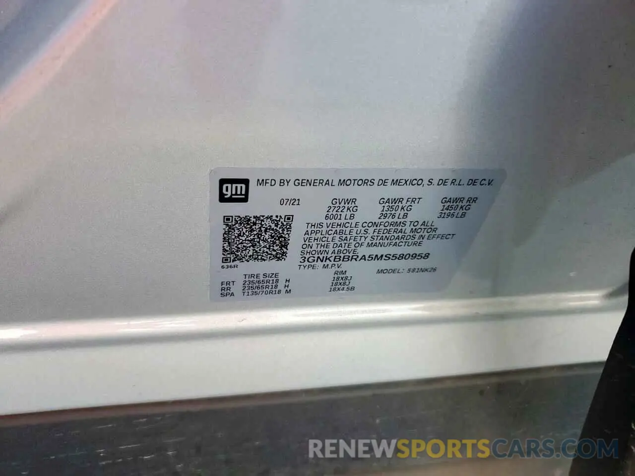 15 fotografías del automóvil dañado 3GNKBBRA5MS580958 CHEVROLET BLAZER 2021