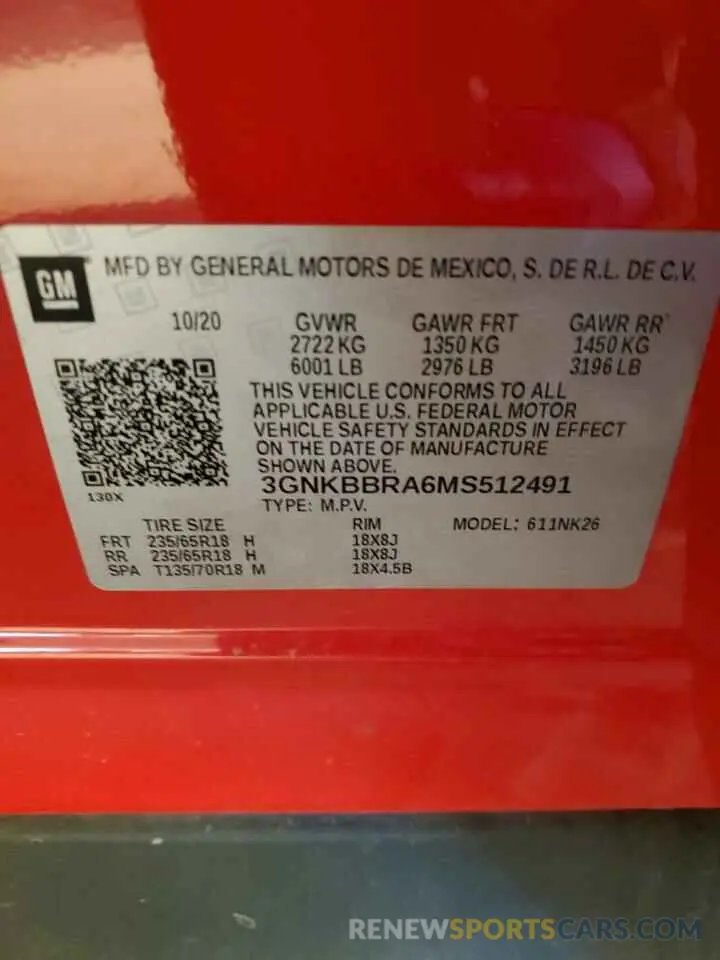 13 fotografías del automóvil dañado 3GNKBBRA6MS512491 CHEVROLET BLAZER 2021