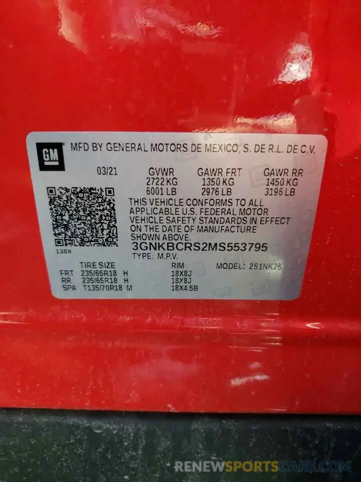 15 fotografías del automóvil dañado 3GNKBCRS2MS553795 CHEVROLET BLAZER 2021