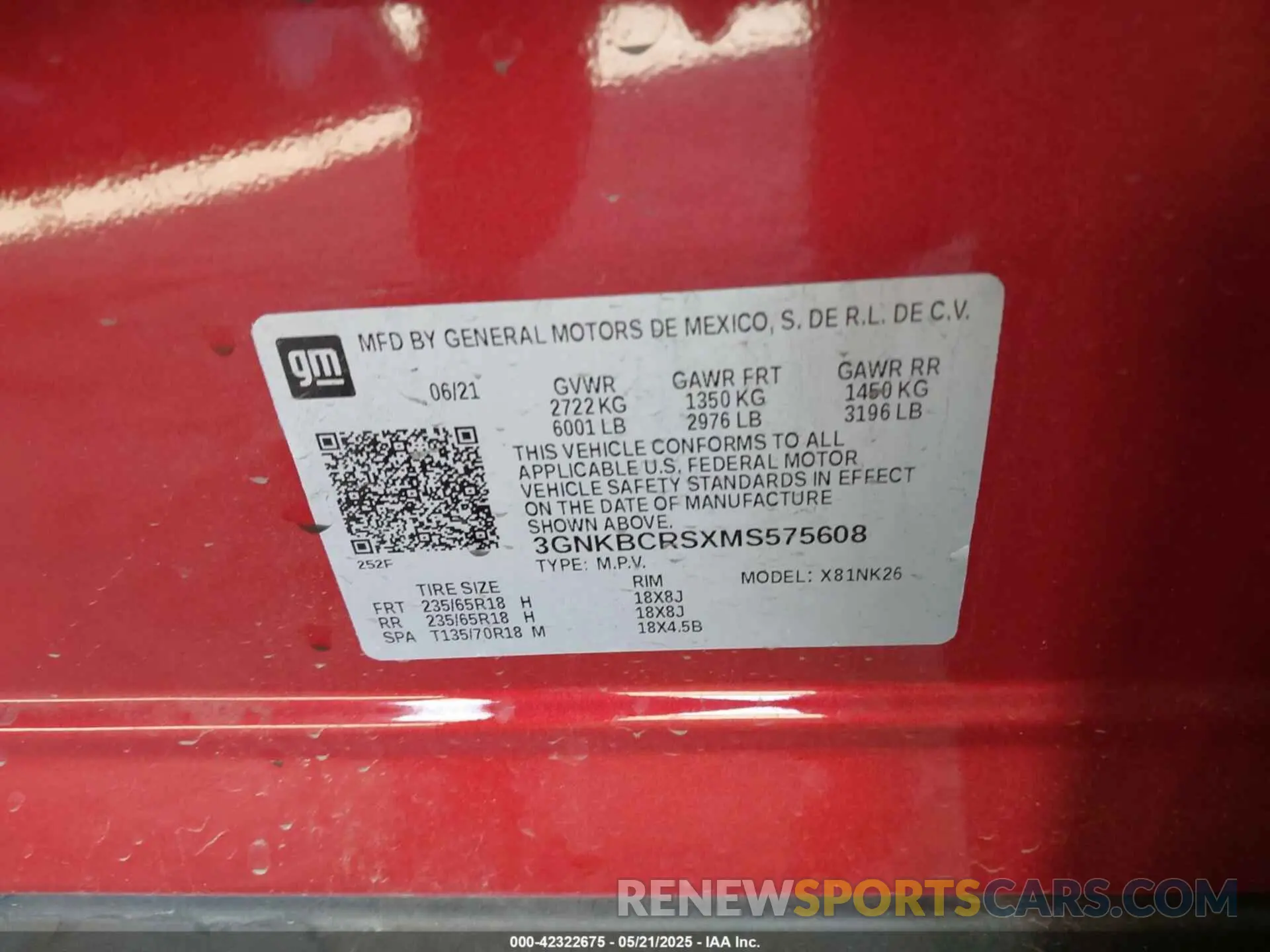 9 fotografías del automóvil dañado 3GNKBCRSXMS575608 CHEVROLET BLAZER 2021