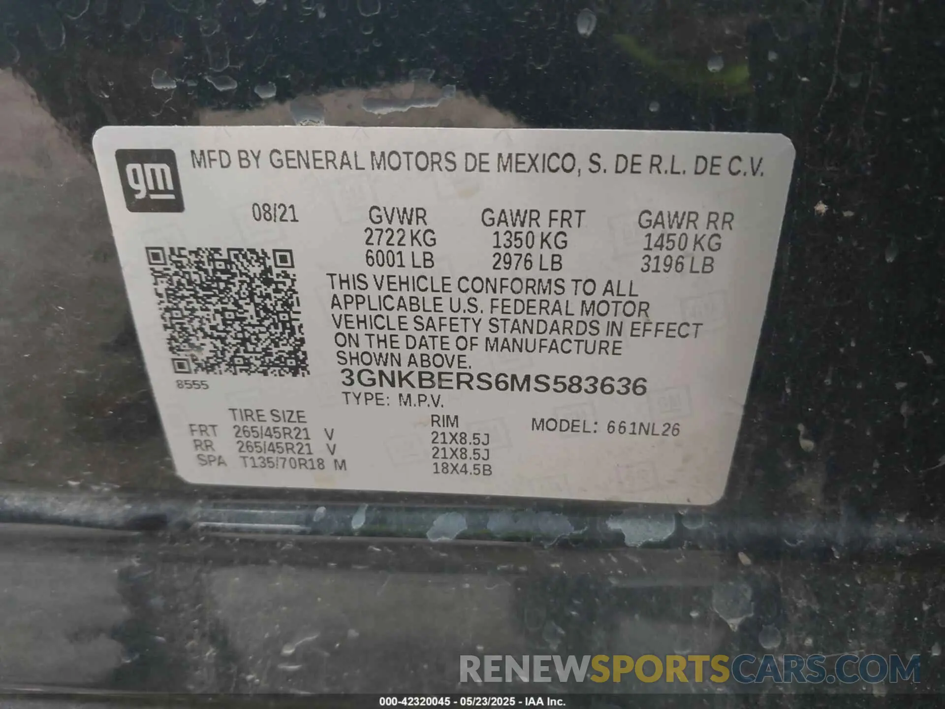 9 fotografías del automóvil dañado 3GNKBERS6MS583636 CHEVROLET BLAZER 2021