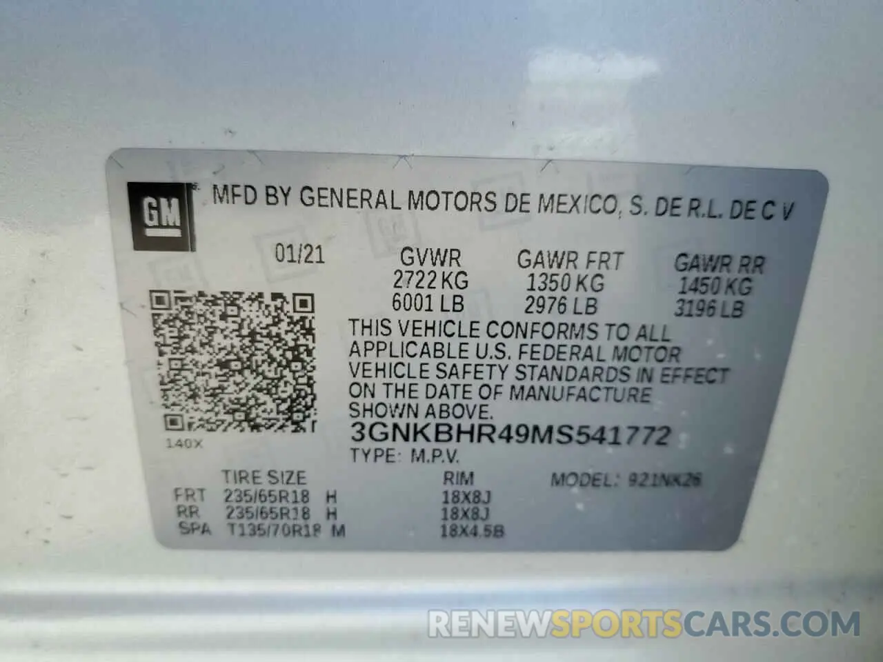 13 fotografías del automóvil dañado 3GNKBHR49MS541772 CHEVROLET BLAZER 2021
