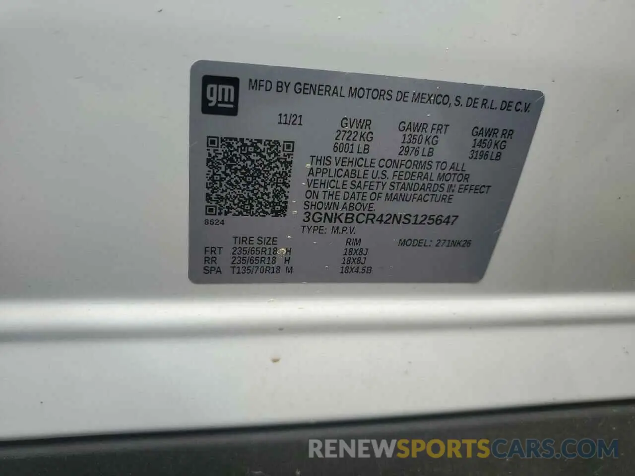 12 fotografías del automóvil dañado 3GNKBCR42NS125647 CHEVROLET BLAZER 2022