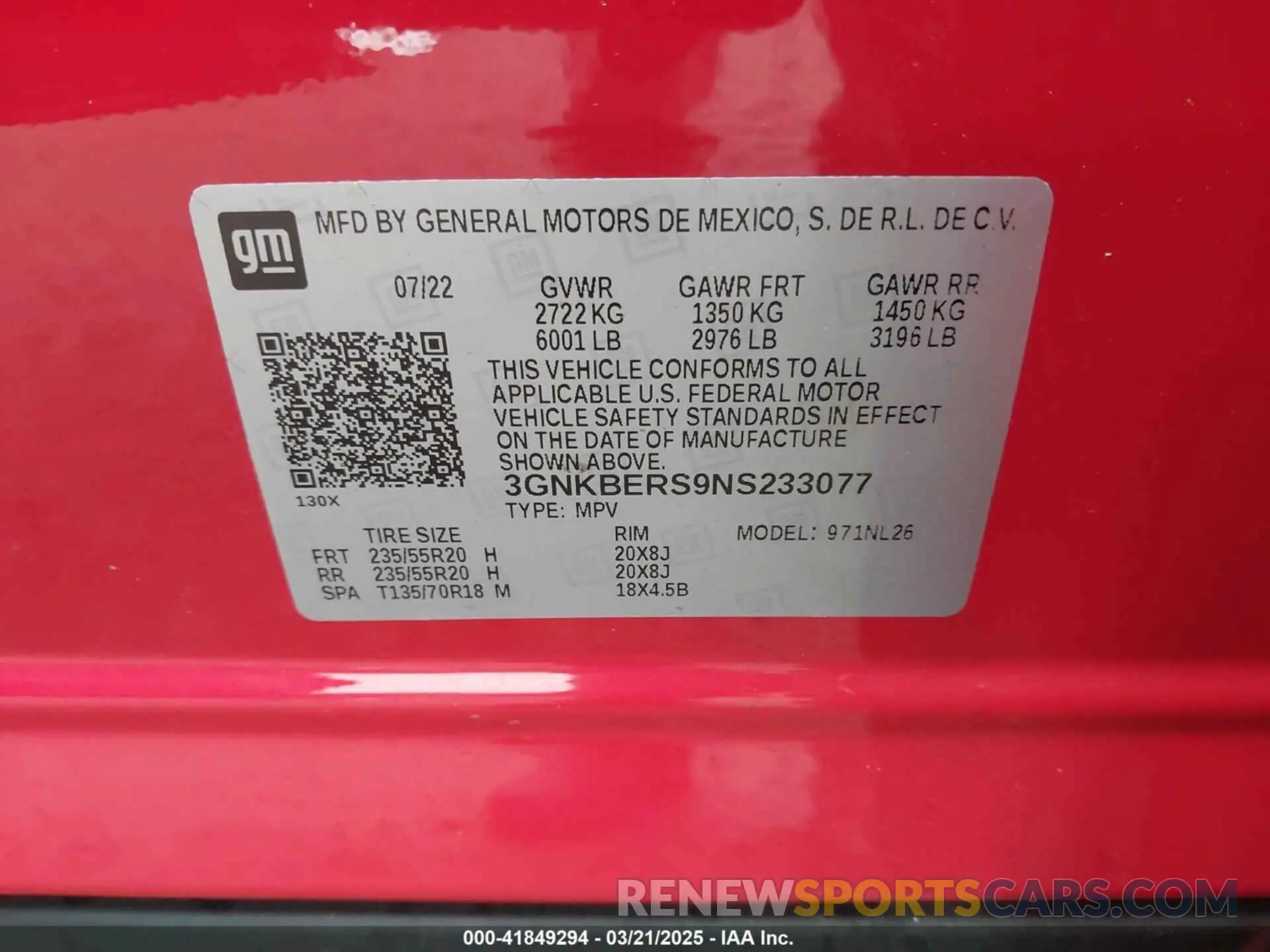 9 fotografías del automóvil dañado 3GNKBERS9NS233077 CHEVROLET BLAZER 2022