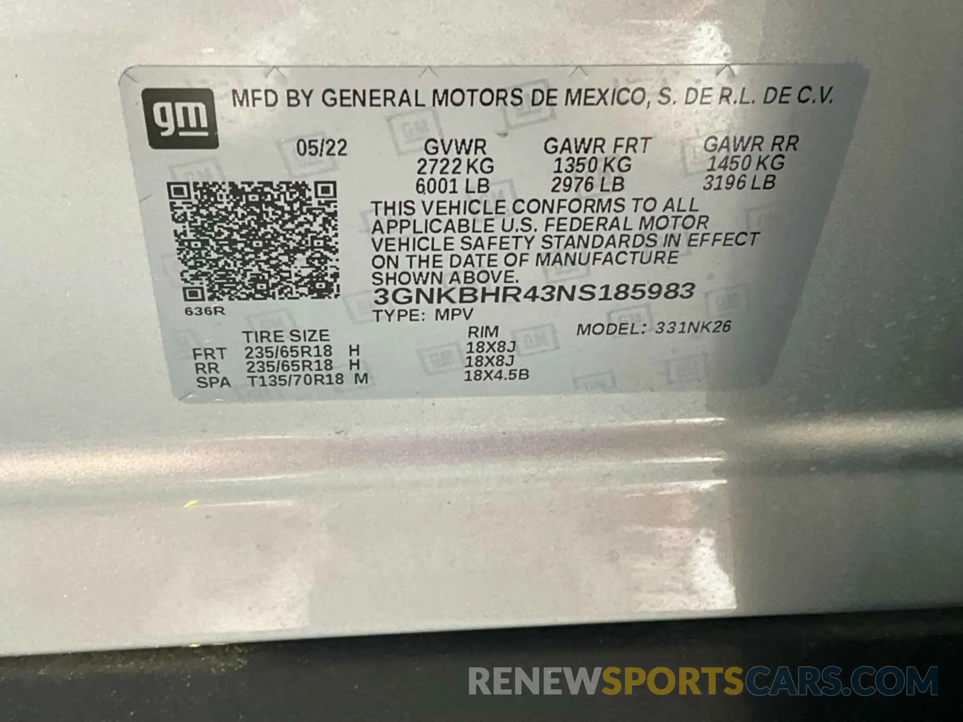 6 fotografías del automóvil dañado 3GNKBHR43NS185983 CHEVROLET BLAZER 2022
