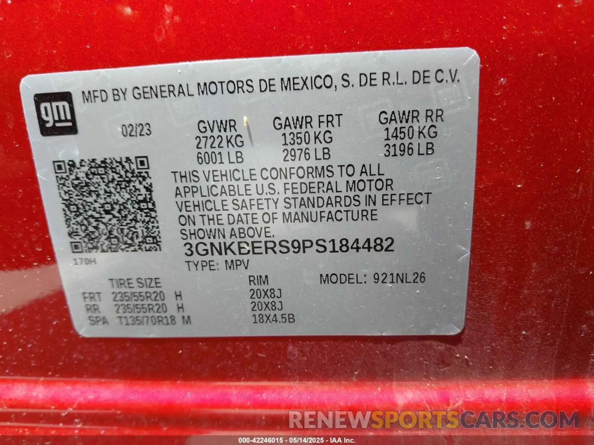 9 fotografías del automóvil dañado 3GNKBERS9PS184482 CHEVROLET BLAZER 2023