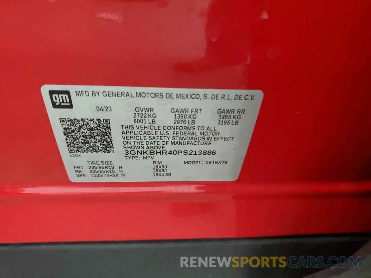 14 fotografías del automóvil dañado 3GNKBHR40PS213886 CHEVROLET BLAZER 2023