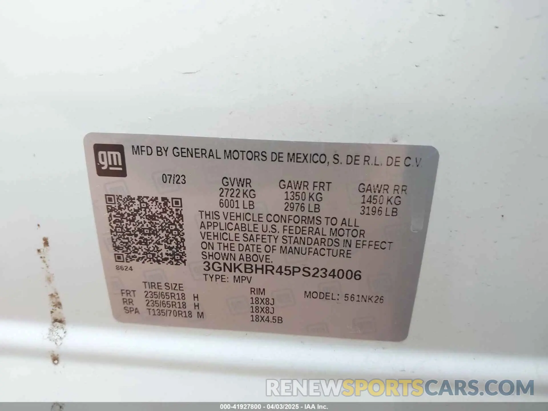 9 fotografías del automóvil dañado 3GNKBHR45PS234006 CHEVROLET BLAZER 2023