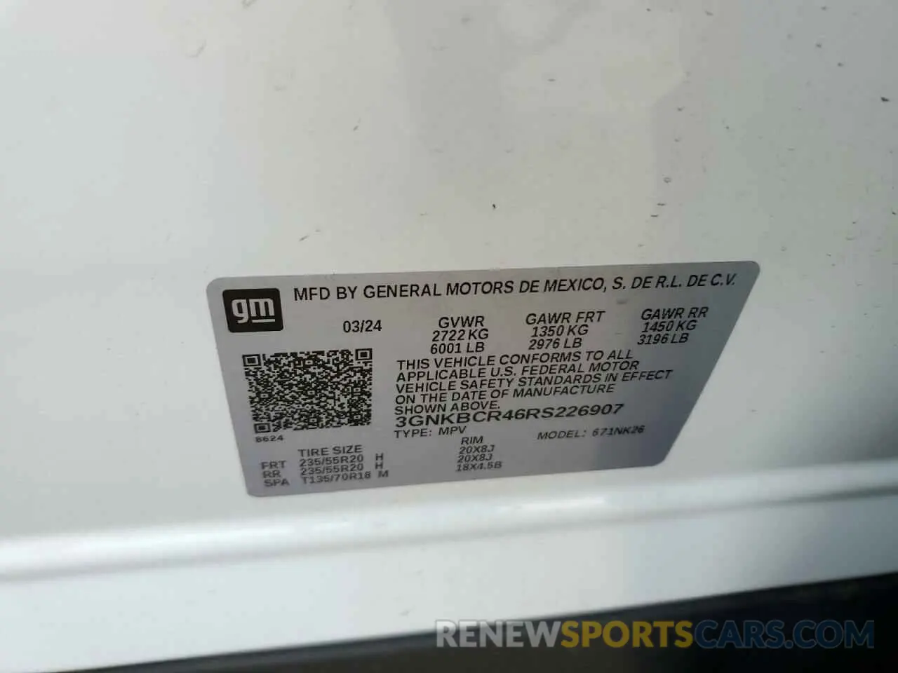 13 fotografías del automóvil dañado 3GNKBCR46RS226907 CHEVROLET BLAZER 2024