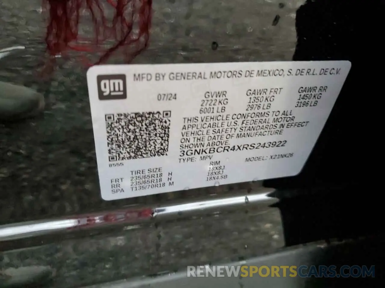 13 fotografías del automóvil dañado 3GNKBCR4XRS243922 CHEVROLET BLAZER 2024
