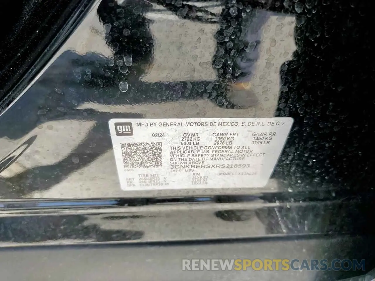 15 fotografías del automóvil dañado 3GNKBERSXRS218593 CHEVROLET BLAZER 2024