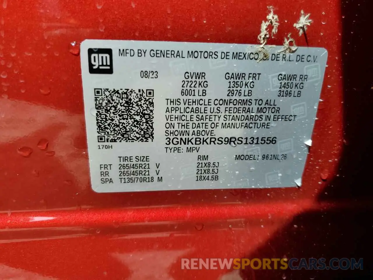 13 fotografías del automóvil dañado 3GNKBKRS9RS131556 CHEVROLET BLAZER 2024