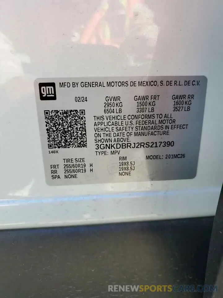 14 fotografías del automóvil dañado 3GNKDBRJ2RS217390 CHEVROLET BLAZER 2024