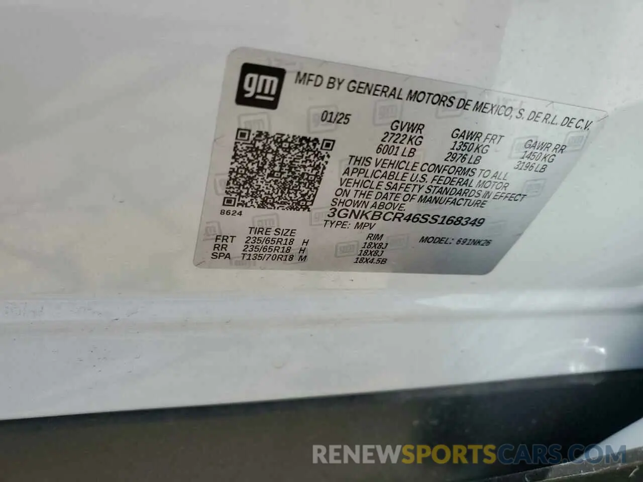 14 fotografías del automóvil dañado 3GNKBCR46SS168349 CHEVROLET BLAZER 2025