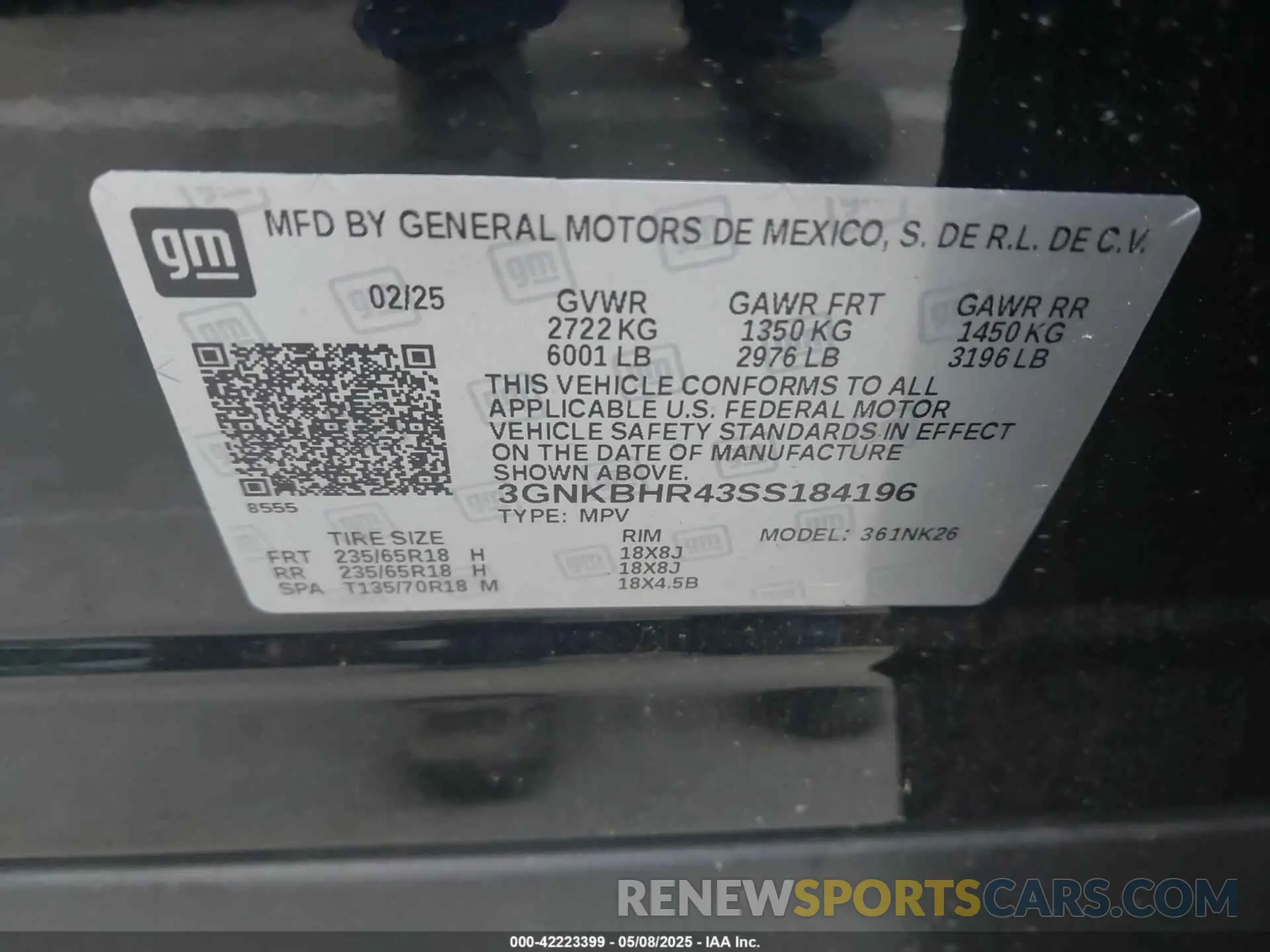 9 fotografías del automóvil dañado 3GNKBHR43SS184196 CHEVROLET BLAZER 2025