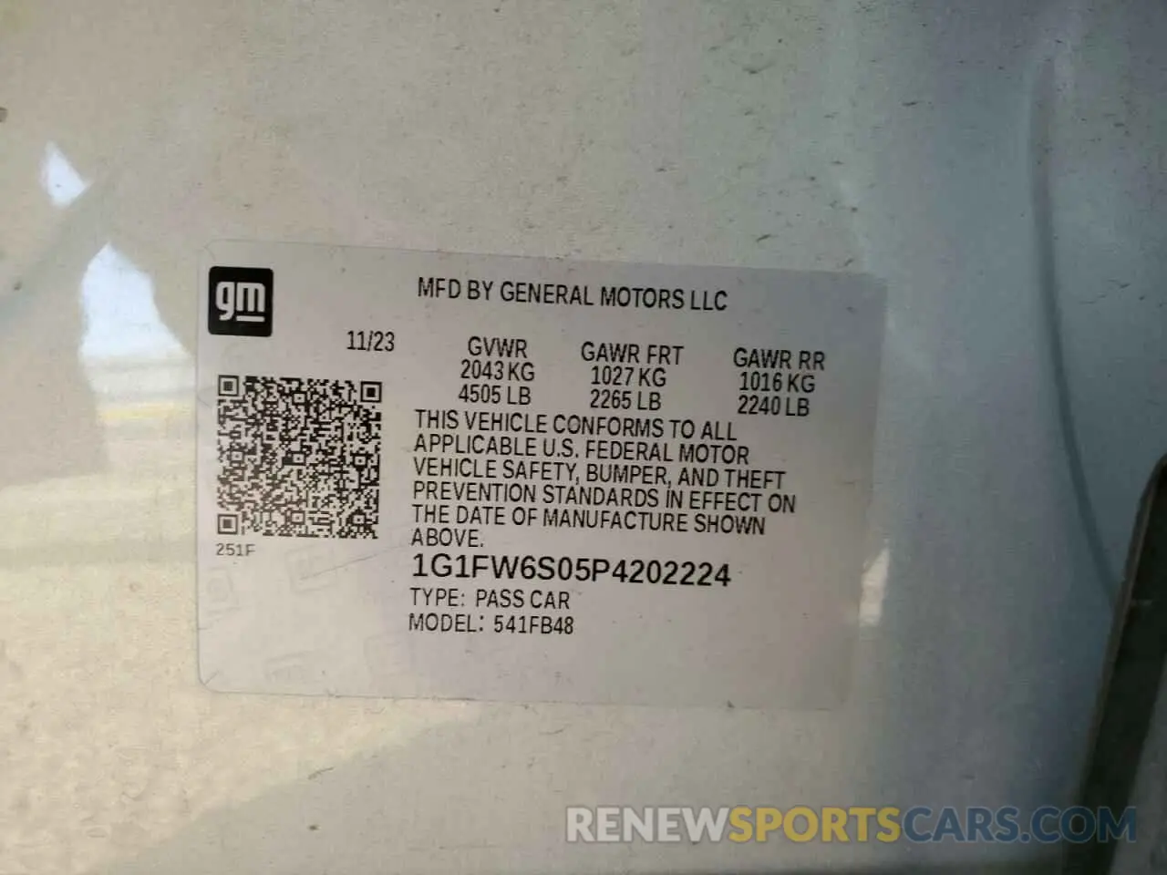 12 fotografías del automóvil dañado 1G1FW6S05P4202224 CHEVROLET BOLT 2023