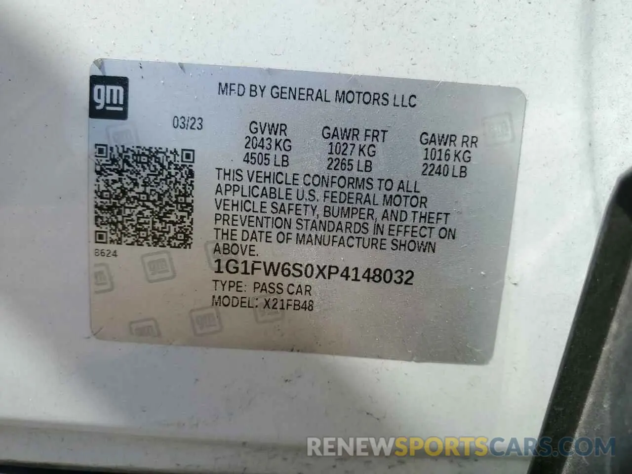 14 fotografías del automóvil dañado 1G1FW6S0XP4148032 CHEVROLET BOLT 2023