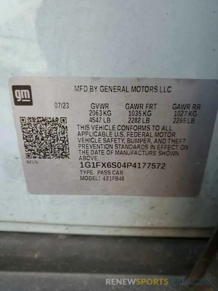 12 fotografías del automóvil dañado 1G1FX6S04P4177572 CHEVROLET BOLT 2023