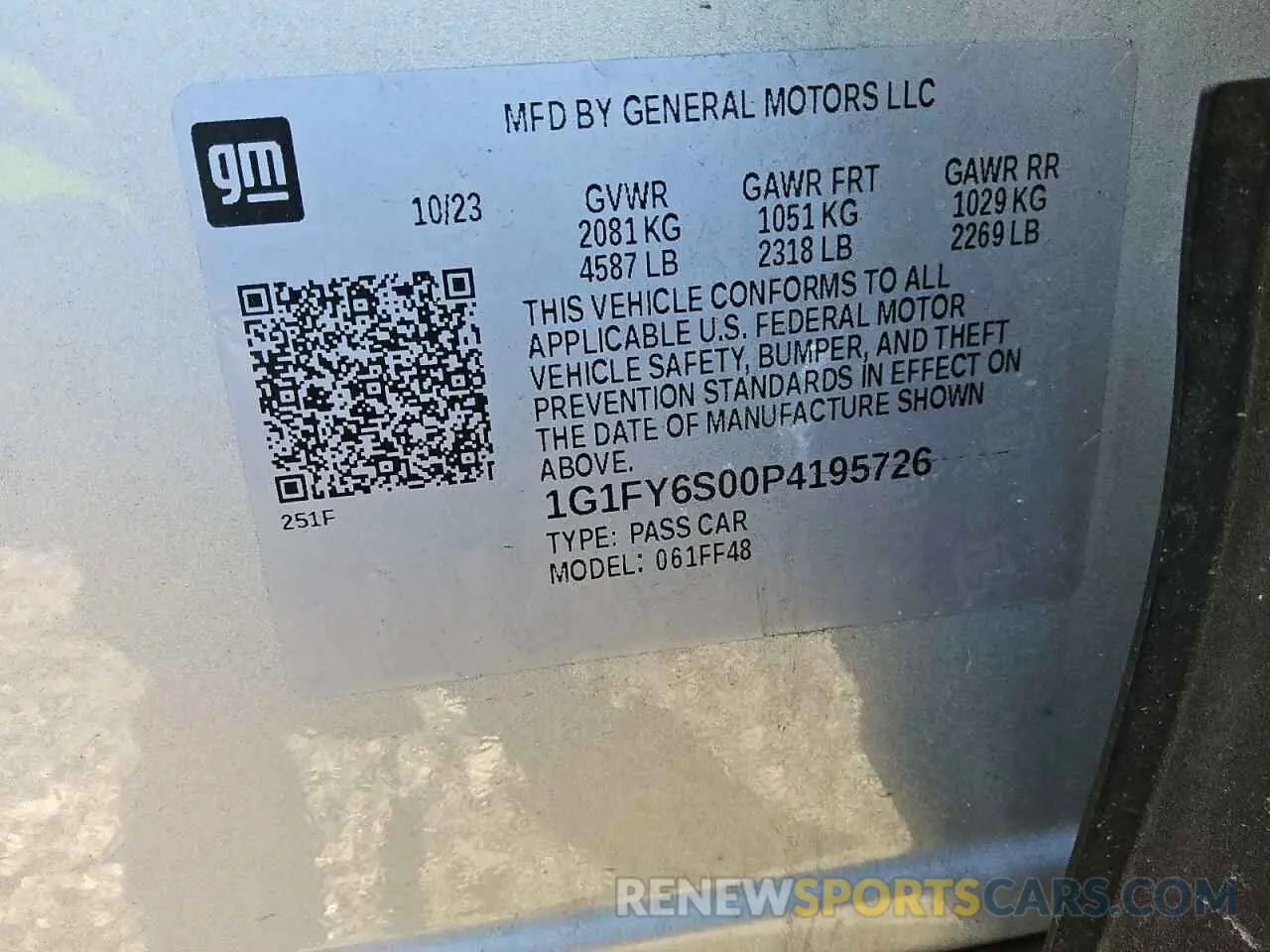 12 fotografías del automóvil dañado 1G1FY6S00P4195726 CHEVROLET BOLT 2023