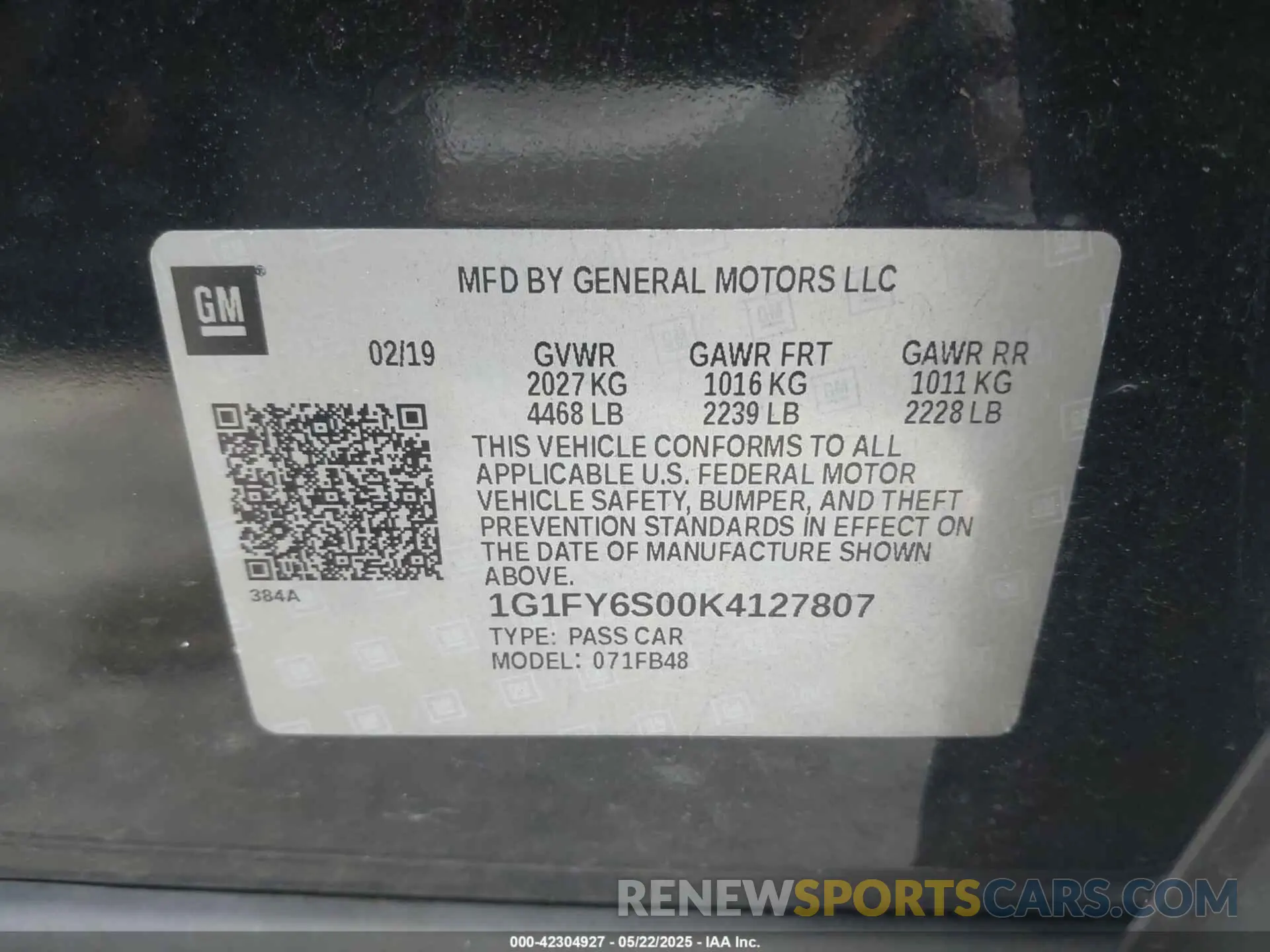 9 fotografías del automóvil dañado 1G1FY6S00K4127807 CHEVROLET BOLT EV 2019