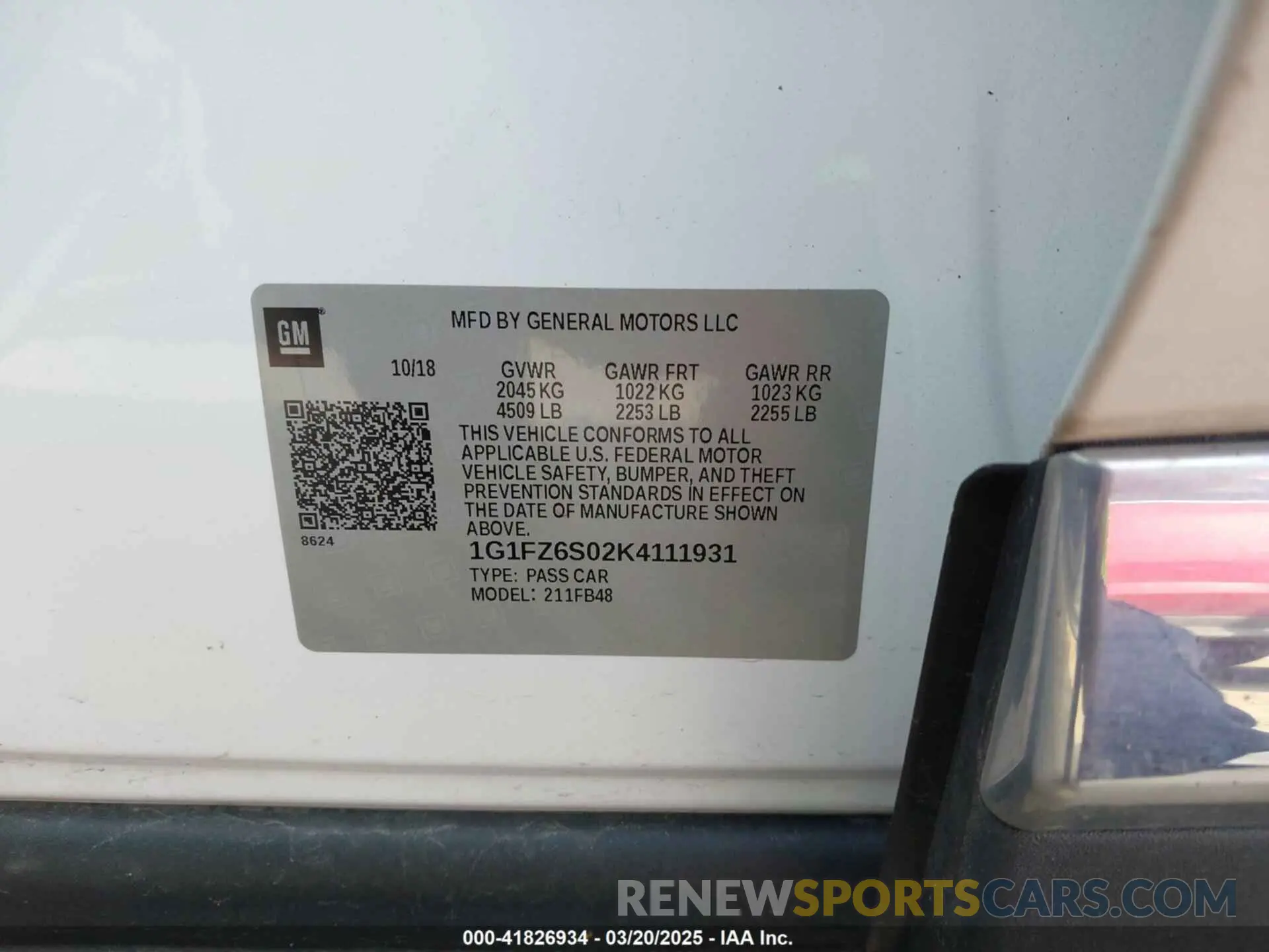 9 fotografías del automóvil dañado 1G1FZ6S02K4111931 CHEVROLET BOLT EV 2019
