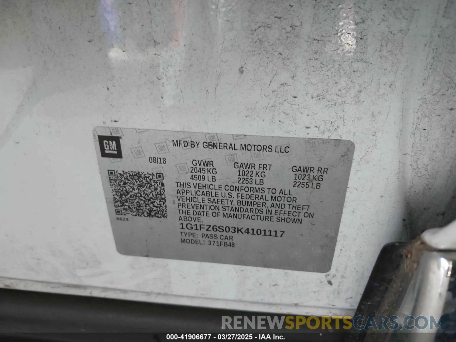 9 fotografías del automóvil dañado 1G1FZ6S03K4101117 CHEVROLET BOLT EV 2019