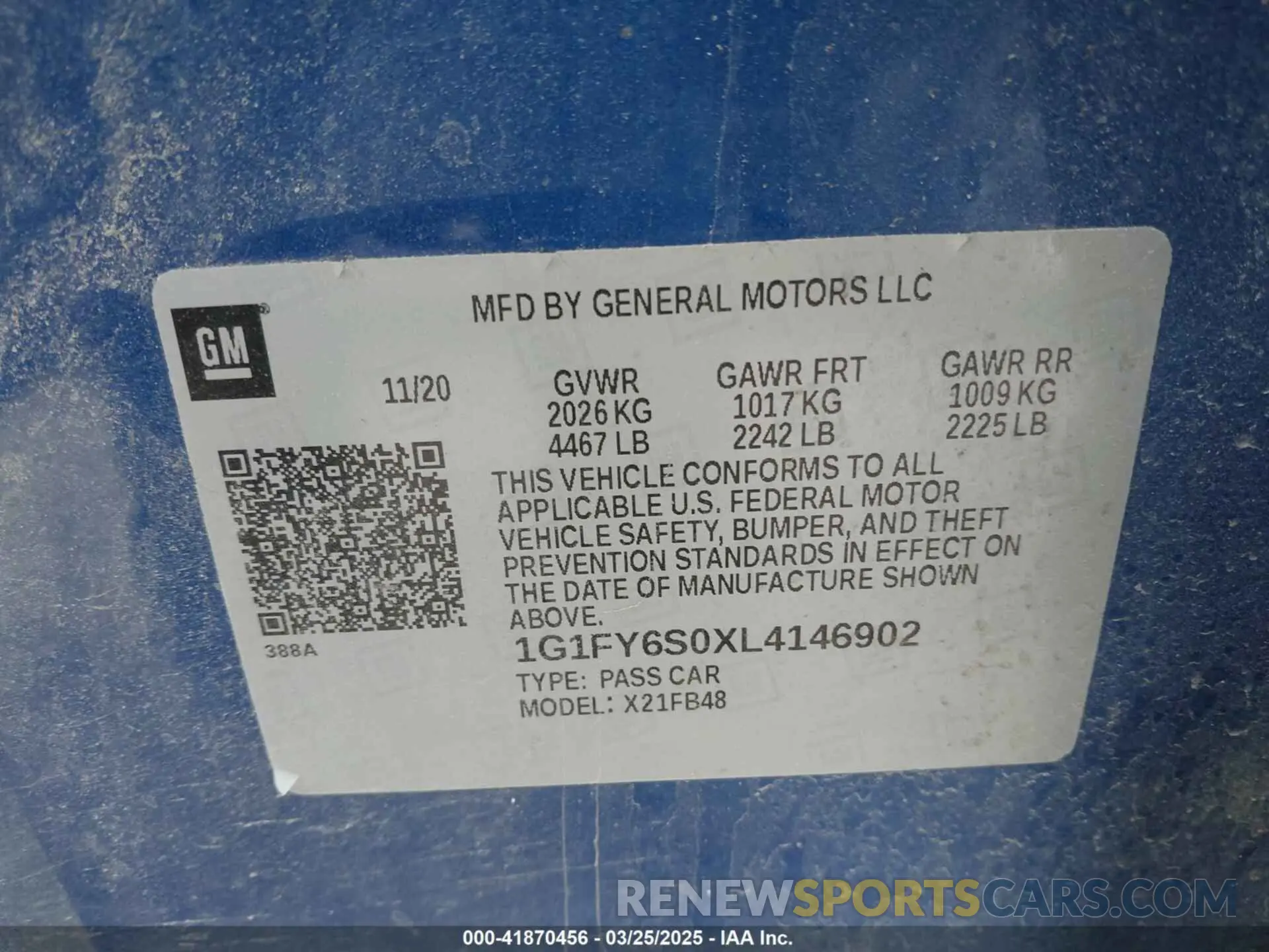 9 fotografías del automóvil dañado 1G1FY6S0XL4146902 CHEVROLET BOLT EV 2020