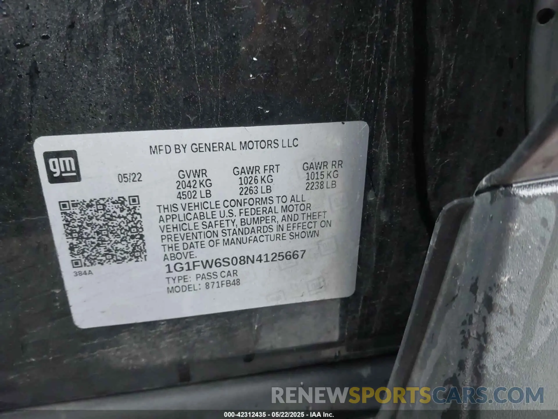 9 fotografías del automóvil dañado 1G1FW6S08N4125667 CHEVROLET BOLT EV 2022