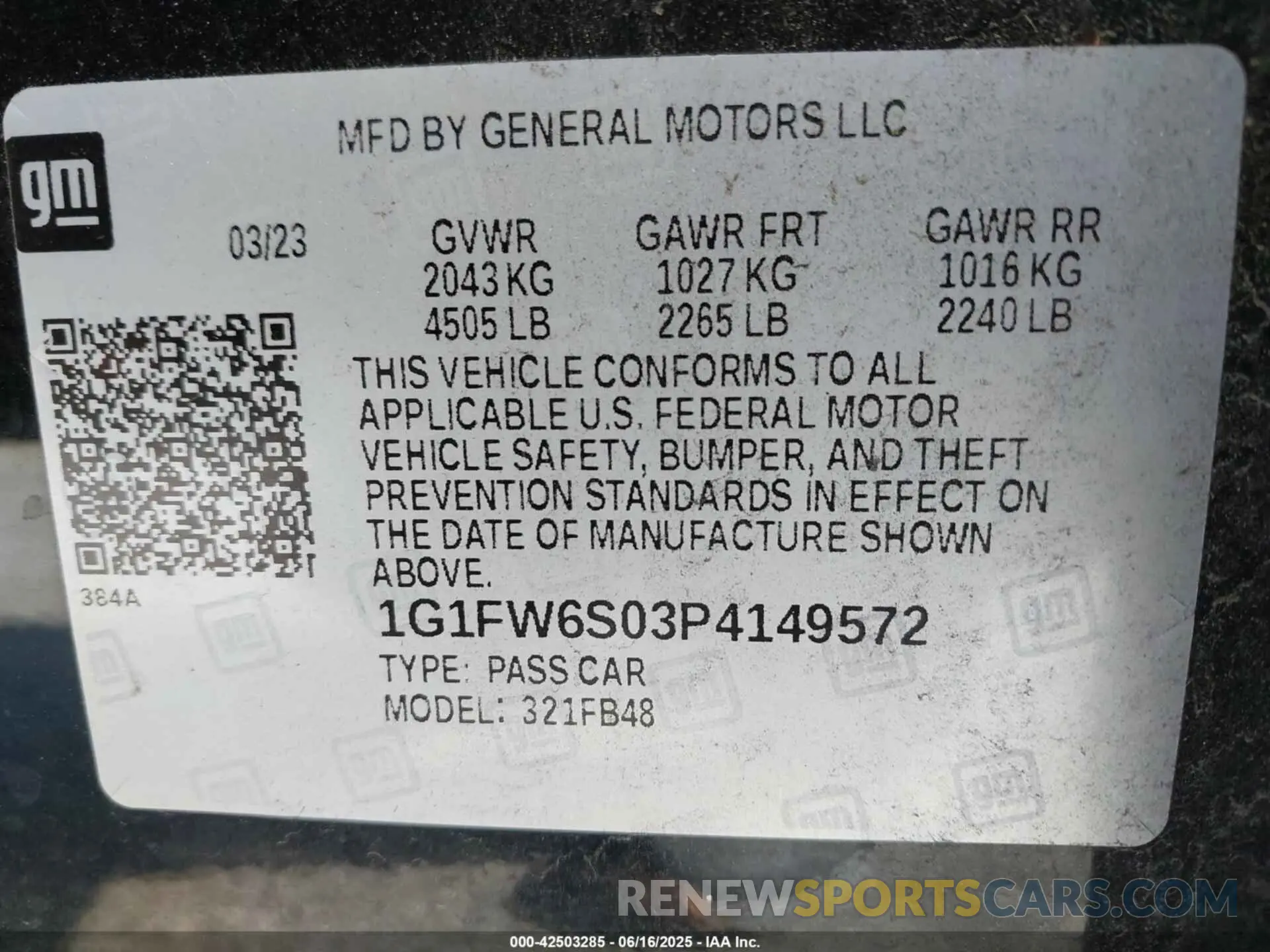 9 fotografías del automóvil dañado 1G1FW6S03P4149572 CHEVROLET BOLT EV 2023
