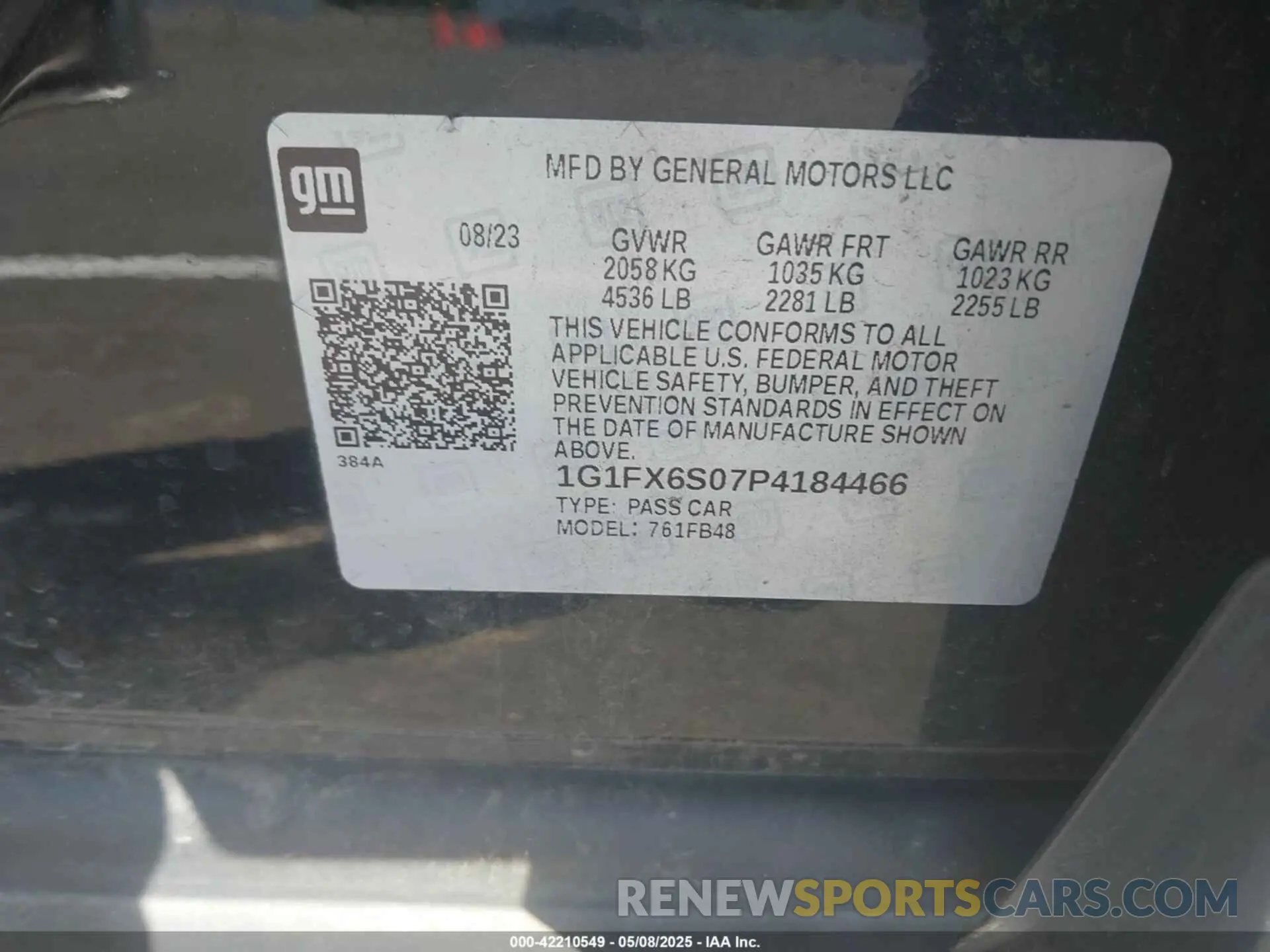 9 fotografías del automóvil dañado 1G1FX6S07P4184466 CHEVROLET BOLT EV 2023
