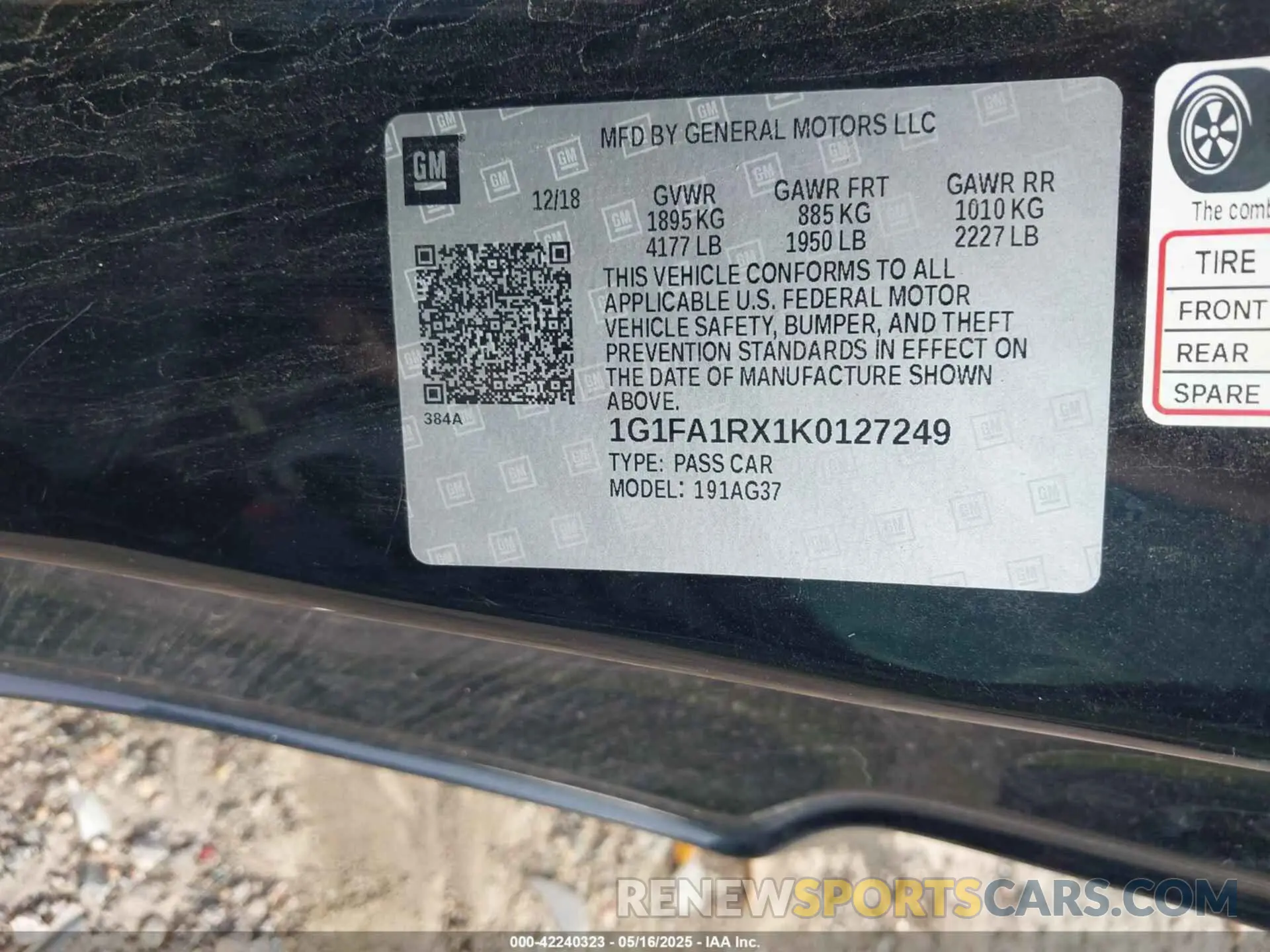 9 fotografías del automóvil dañado 1G1FA1RX1K0127249 CHEVROLET CAMARO 2019