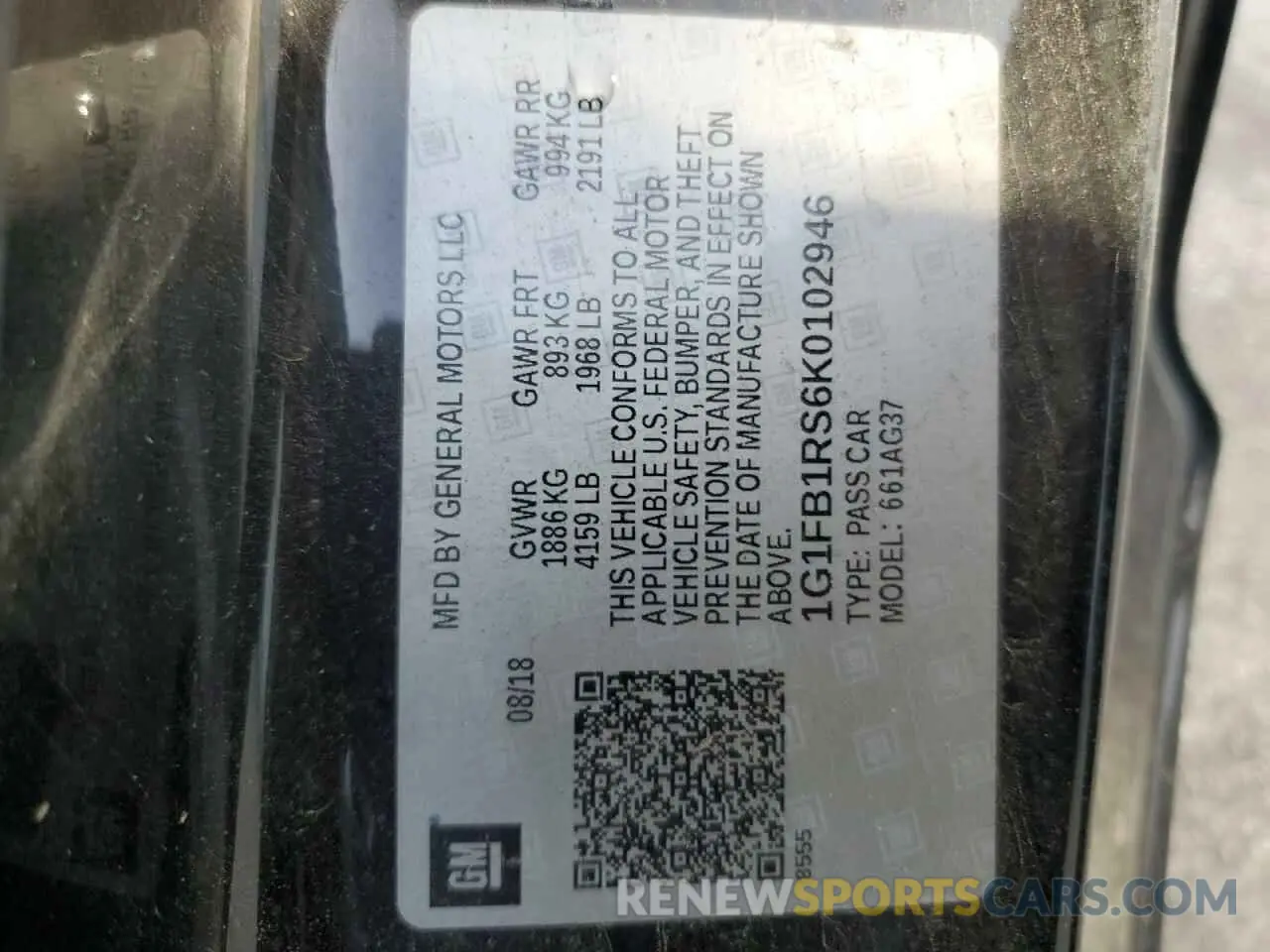 12 fotografías del automóvil dañado 1G1FB1RS6K0102946 CHEVROLET CAMARO 2019