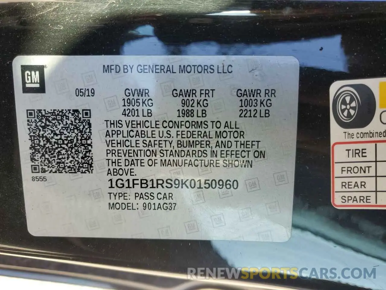 13 fotografías del automóvil dañado 1G1FB1RS9K0150960 CHEVROLET CAMARO 2019